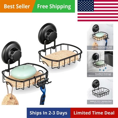 HASKO 2 Pack Suction Cup Soap Dish for Shower Wall, Rustproof Stainless Steel...
