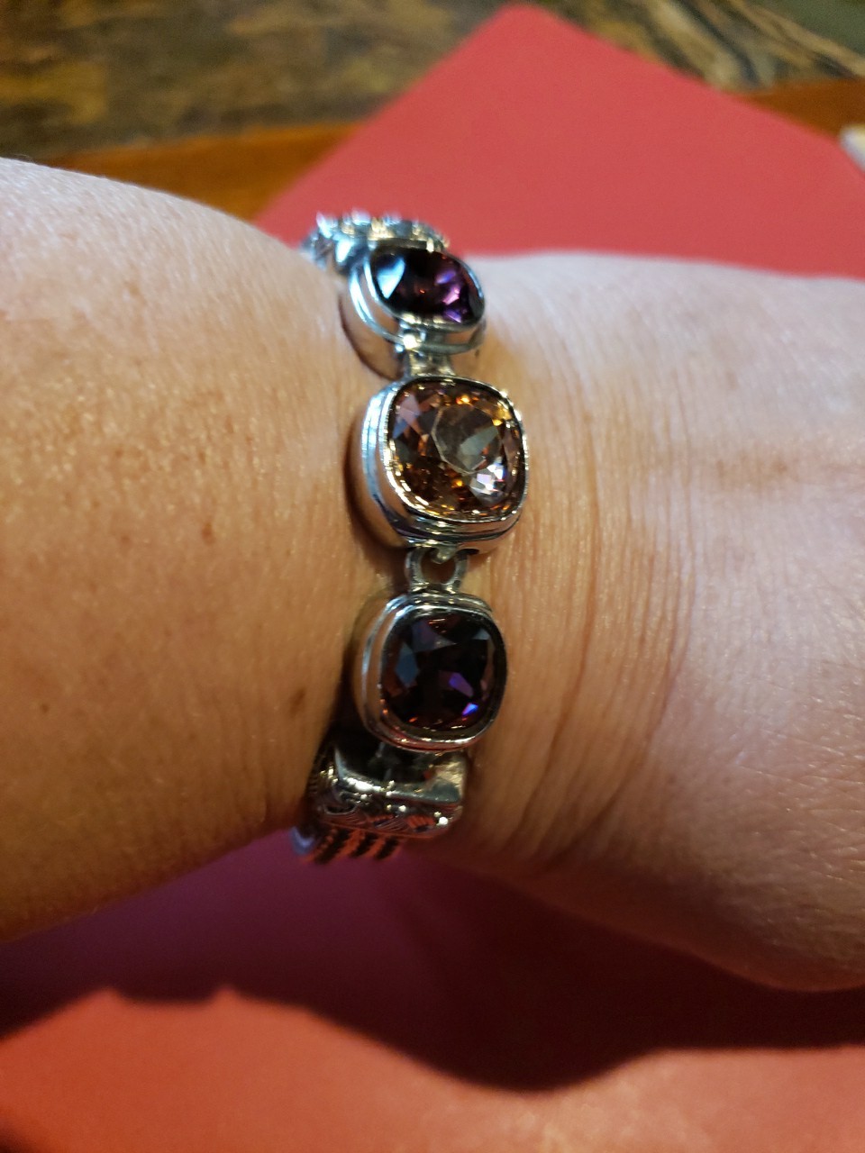 Multi Colored Gemstone Bracelet With Tangle Clasp - image 5