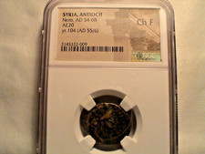 Syria, Antioch. Nero, AD 54-68. AE20, Yr. 104 (AD 55/6) NGC Choice F