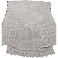 Vintage Handmade Crochet Bedspread Roses Floral Filet 48x84 Super Single