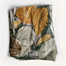 100% Silk Rectangle Scarf Foral Print Autumnal Tones 150 X 27cm Smaller Size 