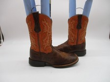 Ariat Tombstone Orange/Brown Leather Western Boot Youth Size 10 Style 10016227