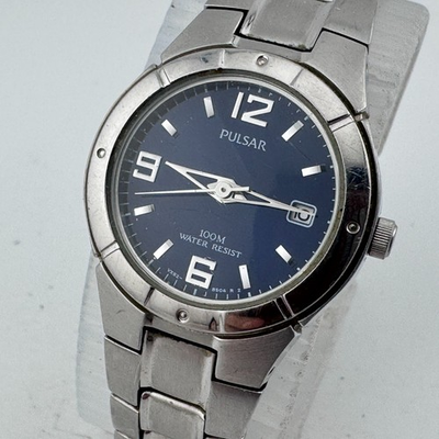 #ad Pulsar Quartz Watch VX82 X301 Women 100m Silver Steel Blue Date New Batter 6.25quot; $23.79