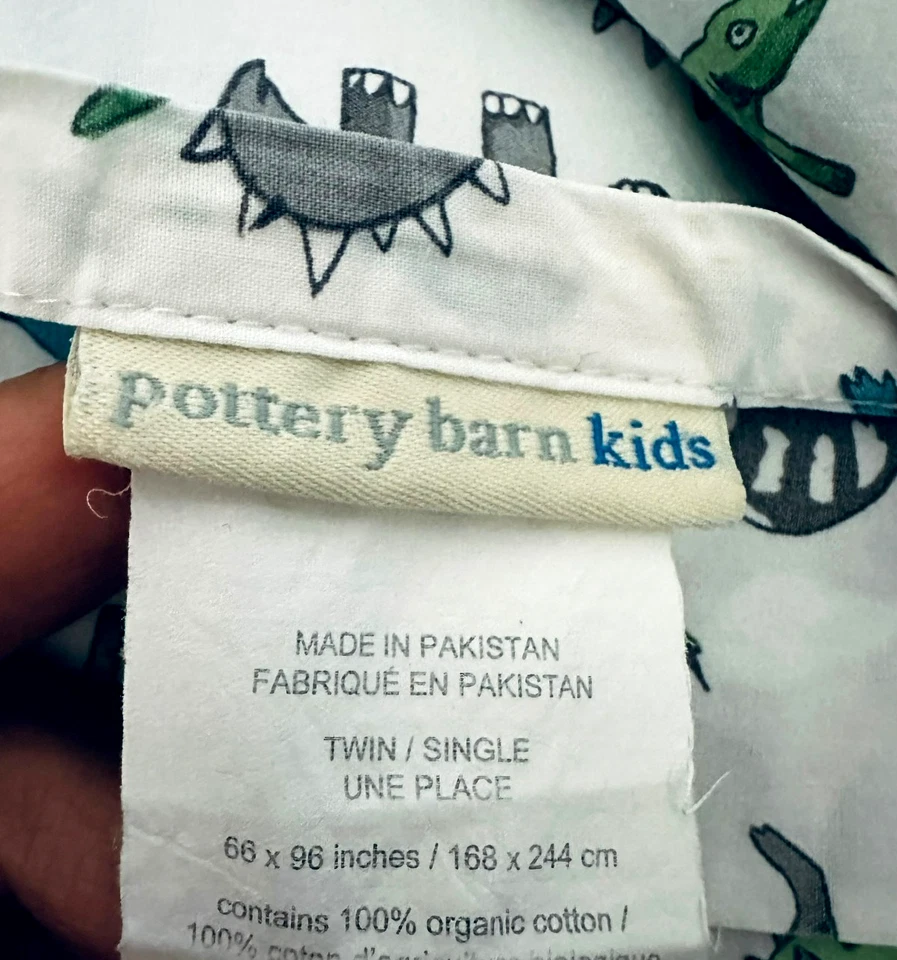 Sábana plana Pottery Barn Kids DWIN dinosaurios multicolor 100 % algodón orgánico Foto 4 de 4
