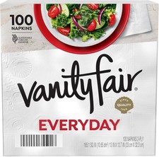 Vanity Fair Everyday Napkins, 1 Pack 100 Count, 2 Ply White Dinner Paper Napkins