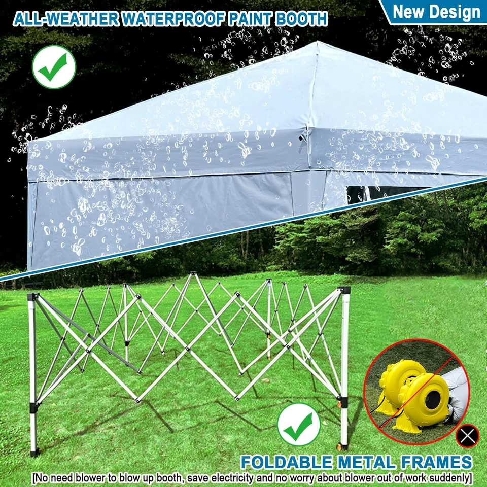 Cabina de pintura portátil impermeable de 10X10X9 pies con filtros de aire y plegable de 2 piezas Foto 2 de 4