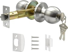 TPard 5" Backset Latch Keyed Entry Door Knob with Lock and Key, Standard Squa...