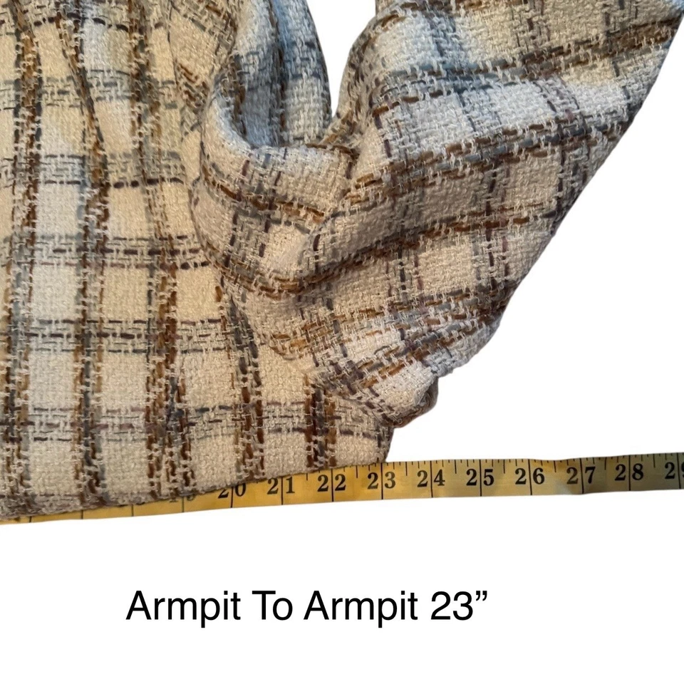 Chaqueta a Cuadros Norton McNaughton Para Mujer Talla 18 Azul Crema Taupe Cottage Core Nueva Con Etiquetas Foto 3 de 4