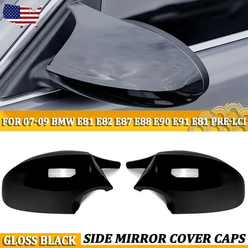 For BMW E90 E91 E92 E93 E82 PRE-LCI Glossy Black M3 Style Side Mirror Cover Cap