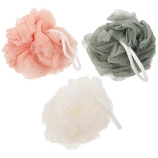3 Pcs PE Bath Balls Mesh Shower Sponge for Body Skin Exfoliating
