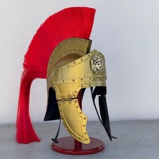 Casque médiéval de garde prétorienne des empereurs romains avec plume rouge...