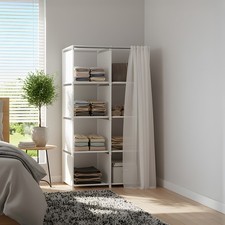 Multi-tier Portable Fabric Wardrobe Storage with Curtain - Single/Double-Row NEW