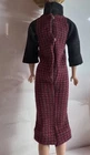 Vtg Mattel’s Barbie Tressy’s Red Black Checked Maxi Turtleneck Dress NO DOLL