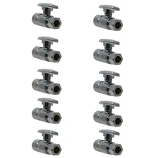 10 Pack XFITTING 1/2" Sweat x 3/8" OD Compression Straight Stop Valve, Lead Free