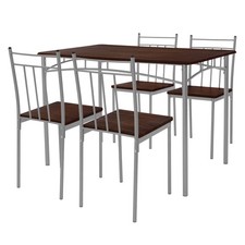 Set table de salle à manger avec 4 chaises 110 cm marron/chêne foncé MDF/acier