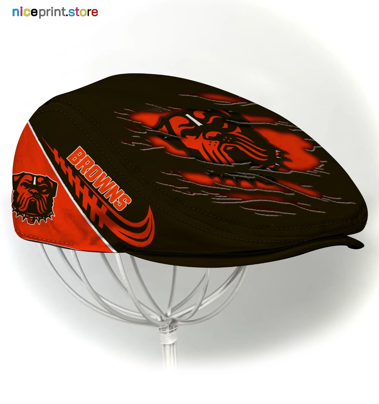 Cleveland Browns Jeff Cap Newsboy Cap Flat Golf Driving Hat for Men