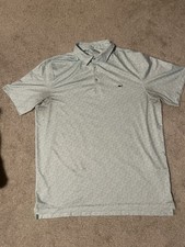 Vineyard Vines Performance Polo Shirt Mens Large Light Blue Citrus Print Whale