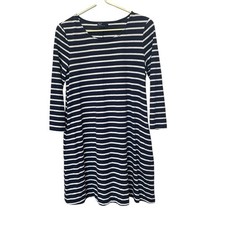 GAP Navy White Stripe 3/4 Sleeve Mini Dress Cotton Modal Pockets Women’s M EUC