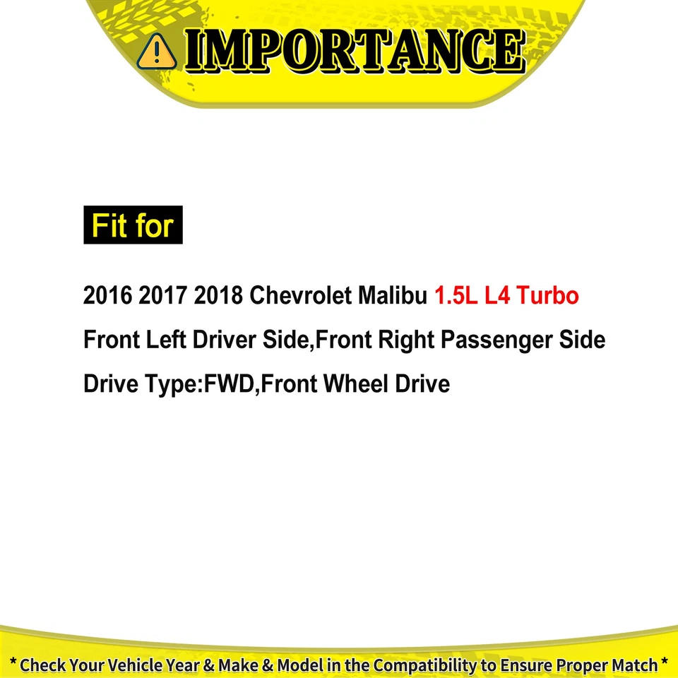 Front Pair CV Axle Joint Shaft Assembly for Chevrolet Malibu 1.5L L4 2016-2018 - Imagen 2 de 4