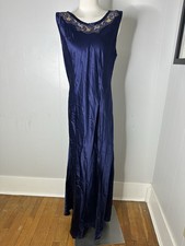 Vintage Silk 1996 Victoria Secret Blue Bias Cut Lace Nightgown