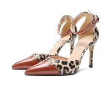Women's Pointed Toe High Heels Sandals Party Formal Buckle Leopard Pattern Shoes