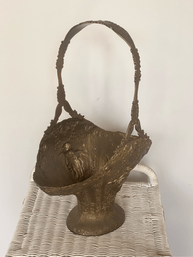 Antique Barbour Silver Co Bridal Basket Repousse Silver Plate 16" With Handle - Picture 4 of 8