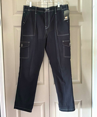 Dickies Flex Skinny Fit Cargo Pants Black 34 Regular Canvas Stretch Pockets