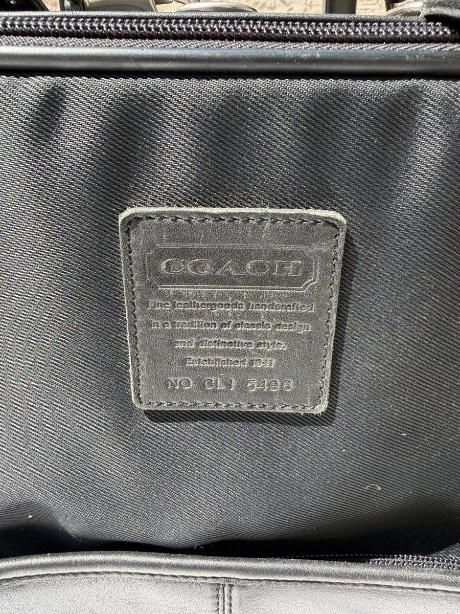 COACH Black Leather Front and nylon upright 23” CarryOn Suitcase