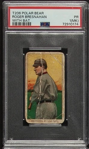 Roger Bresnahan T206 Polar Bear With Bat PSA 1 (MK) St. Louis