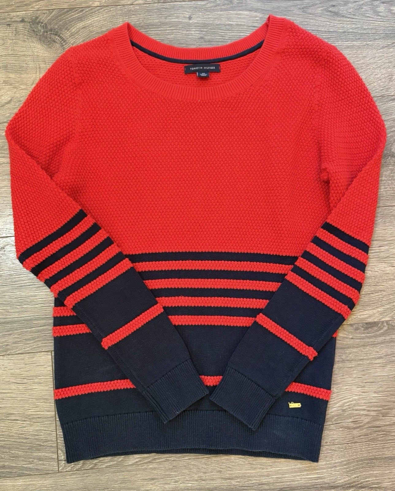 Tommy Hilfiger Women's  Red And Blue Striped Sweater, XS