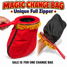 FULL ZIPPER CHANGE BAG Red Magic Trick Magician Prop Vanish Appearing Silks Wood