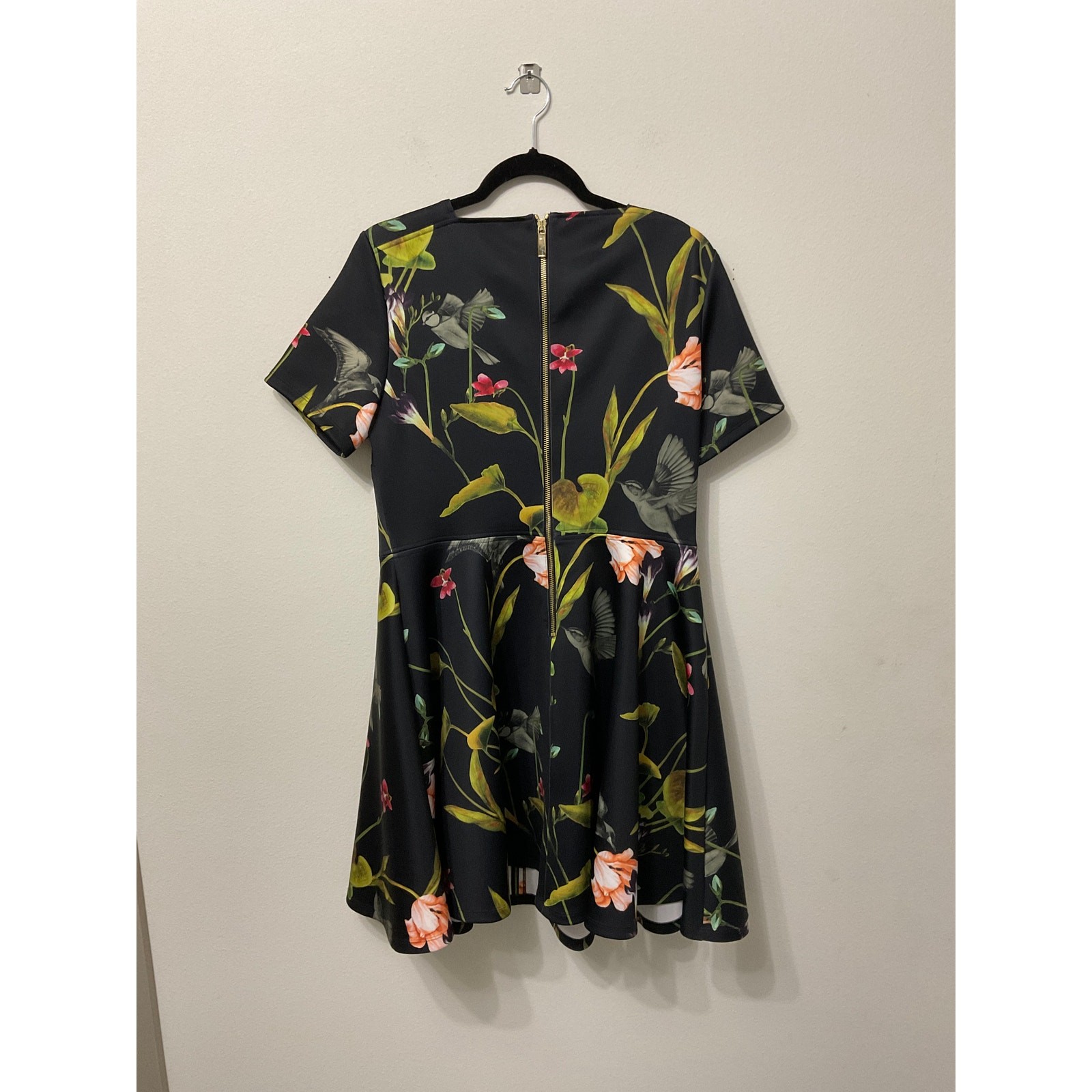 NWT Ted Baker Black Floral Moven Skater Dress Sz 5 US 12  $279 MSRP