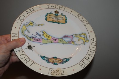 Newport Bermuda Ocean Yacht Race 1962 Map Plate Shelley Bone China England Made*