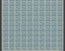 1960 US Scott #1031a  1 1/4c Palace of the Governors,, Sheet of 100 MNH, Bends