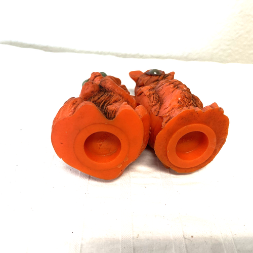 Vintage orange 1960’s Cat Owl Salt and Pepper Shakers trippy scary hippy eyes - Picture 10 of 17