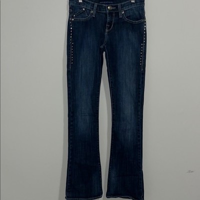 Rock Republic Womens Blue Studded Flare Jeans