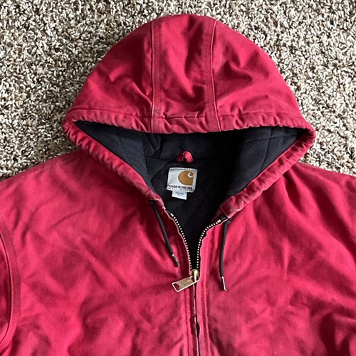 Vintage Carhartt J140 Kapuzenjacke dunkelrot Colorway Herren Größe Large hergestellt in den USA - Bild 2 von 10