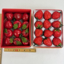 12 Faux Red Shiny Apples 12 Strawberries Hanging Christmas Ornaments 1.5