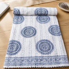 Handcrafted Kantha Cotton Quilt Bold Multicolor Floral Stitching Artisan Throw