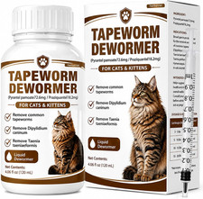 Cat Dewormer for Cats & Kittens, Broad Spectrum for Tapeworms, Roundworms & Hook