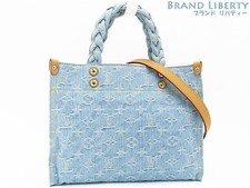 Louis Vuitton Monogram Denim Let Go Tote Bag Sky Blue Leather M24897