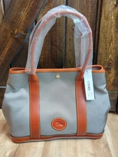 NEW Dooney & Bourke Grey Layla Tote Shoulder Handbag Purse Big Duck Patch *READ*