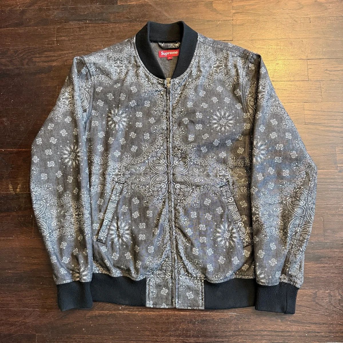 Ss13 Supreme Denim Paisley Bomber Jacket Medium Rare | eBay