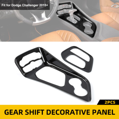 Carbon Gear Shifter Selector Control Panel Cover Trim for Dodge Challenger 2015+