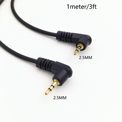 1M 3FT 2.5mm Male to 2.5mm male 3 Pole Headphone Audio AUX Cable 90 degree