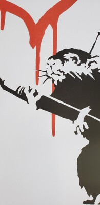 Banksy LOVE RAT rare original exhibition poster print heart