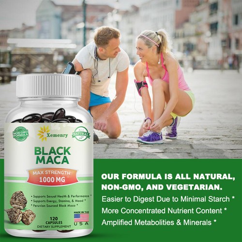 Black Maca 1000mg - Muscle Health, Energy & Endurance, Testosterone Booster - Picture 6 of 12