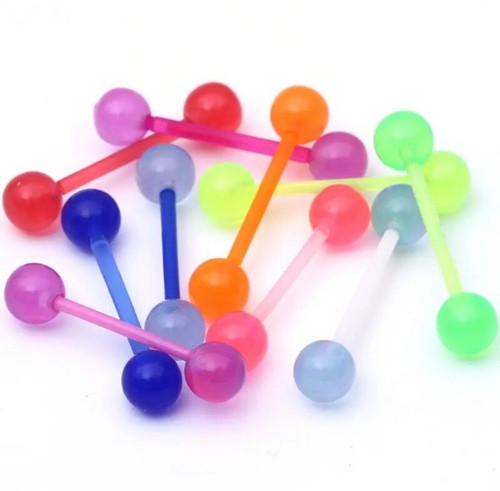 10 Piece Bioflex No Allergy Random Tongue Ring Barbell Set - Foto 4 di 6