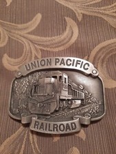 Union Pacific Train Engine 9333 Solid Pewter Belt Buckle Railroad Advertising