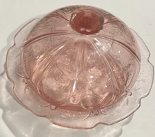 Vintage Jeanette Pink Depression Glass Cherry Blossom Covered Butter Dish